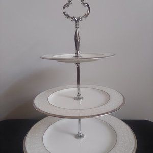 Noritake Silver Palace 3 Tiered Serving Tray